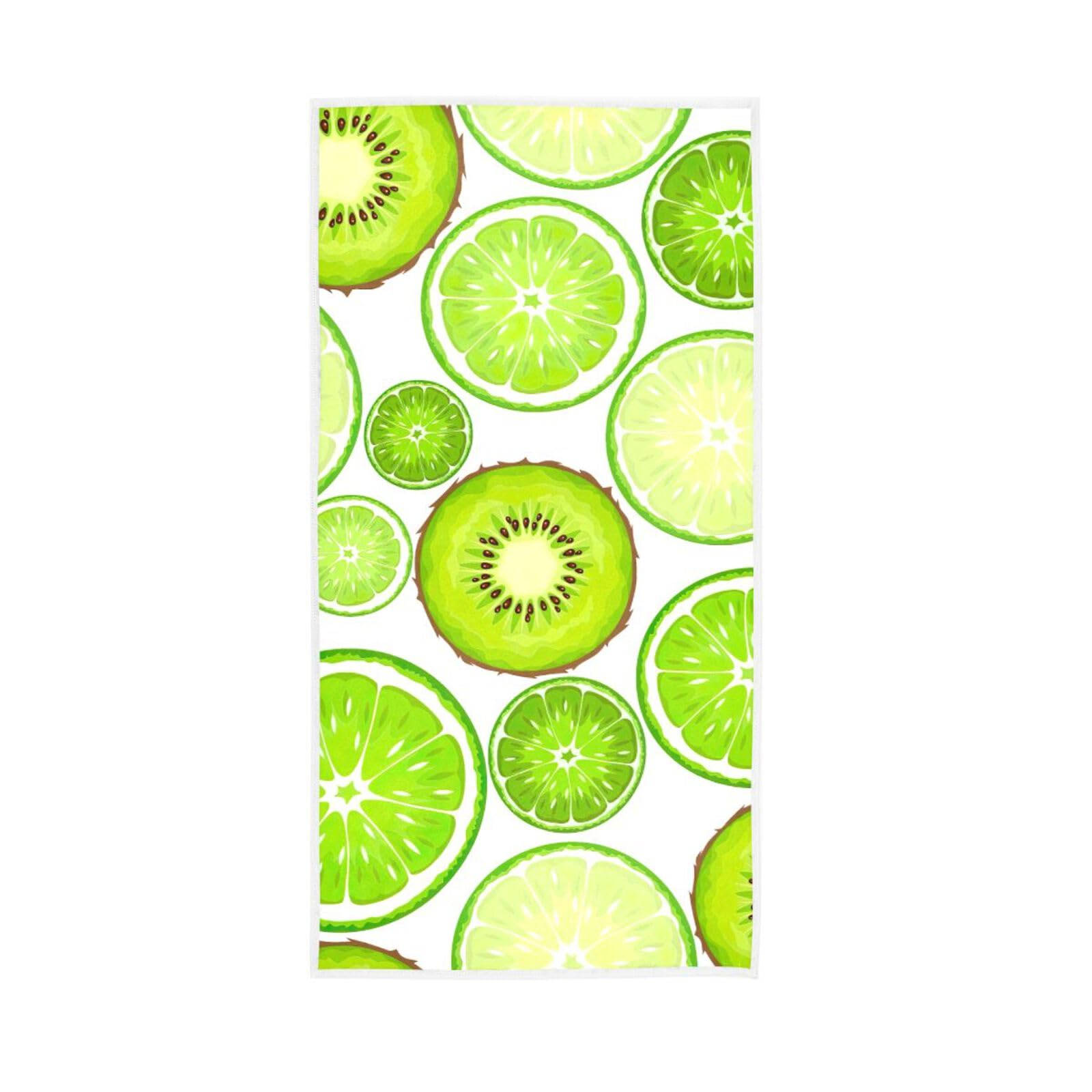 LSRCPD Green Kiwi Lime Finger Towels, 15 x 30 Inches, Spa Towels for Facials Funny Bathroom Hand Towels