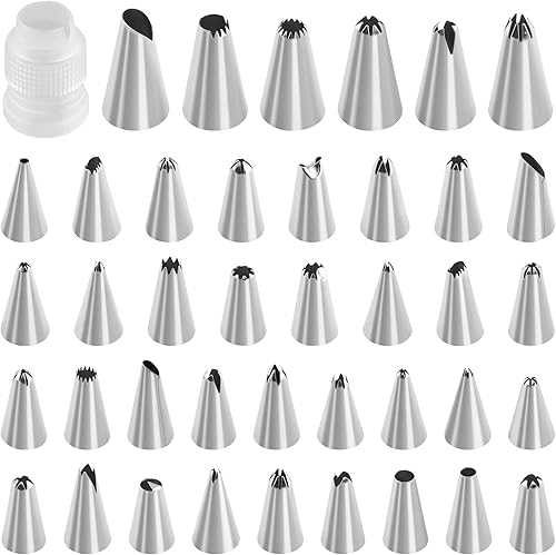BokWin 48 puntas de decoración de galletas, juego de puntas de tubería, puntas de decoración de tuberías, puntas de glaseado de pasteles para