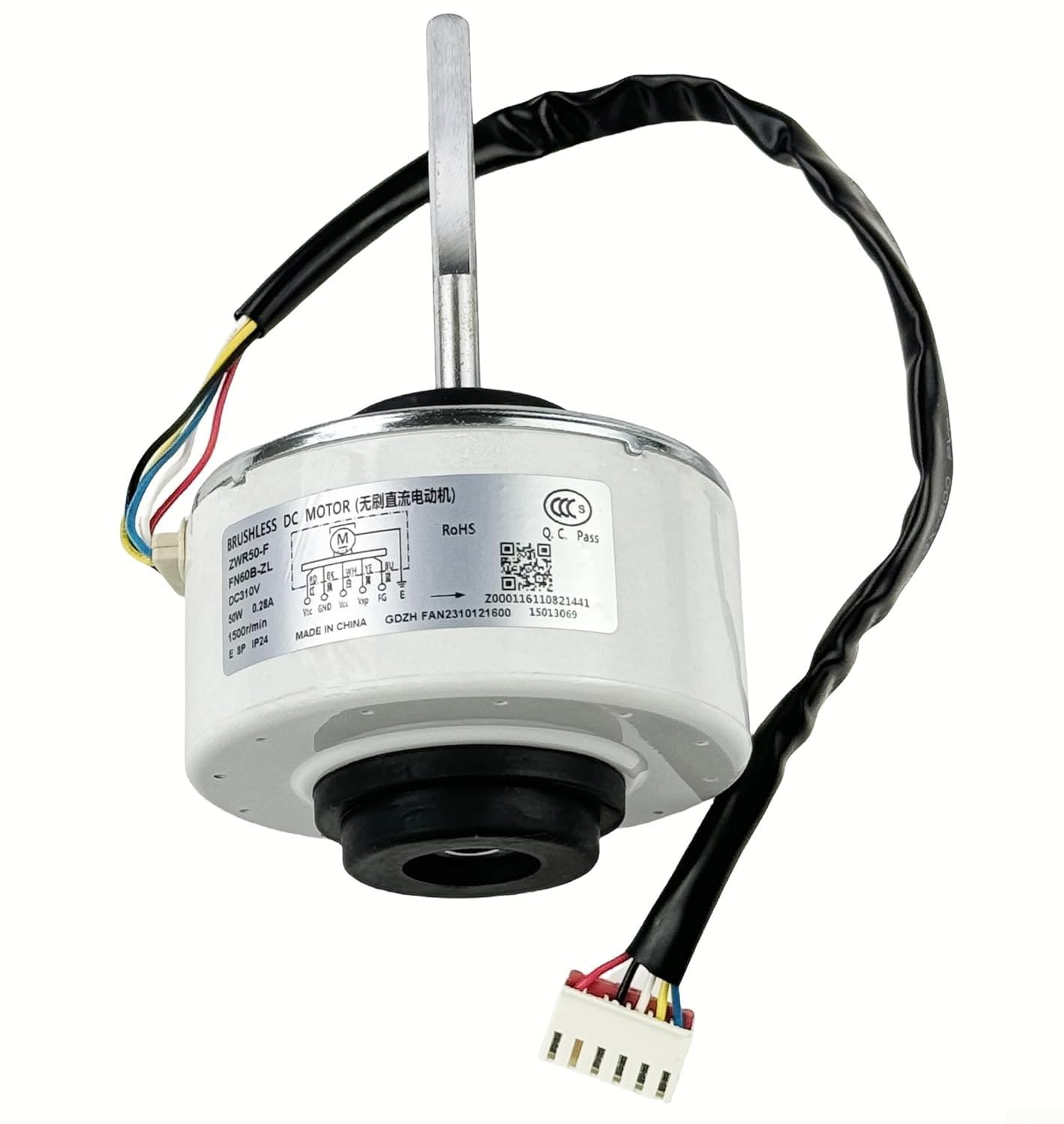1 x Bürstenloser Gleichstrommotor für GE Klimaanlage FN60B-ZL ZWR50-F, 310V 50W 1500 U/min, Metall Innengebläsemotor Ersatzteil 93x145mm