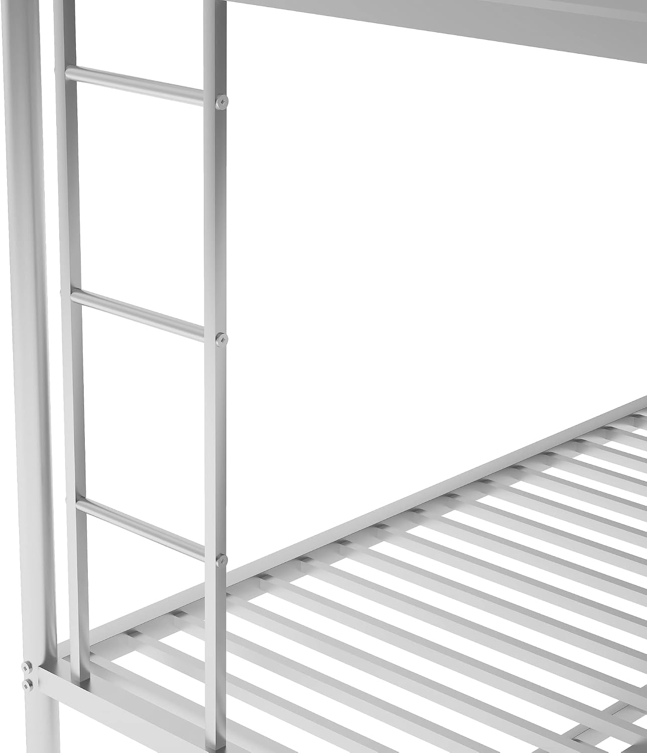 Twin Over Full Bunk Bed with Trundle, Metal Bunk Bed Frame with 2 Ladders and Guardrail, Heavy Duty Metal Bunk Bed for Kids Teens Adults (3beds, Silver)
