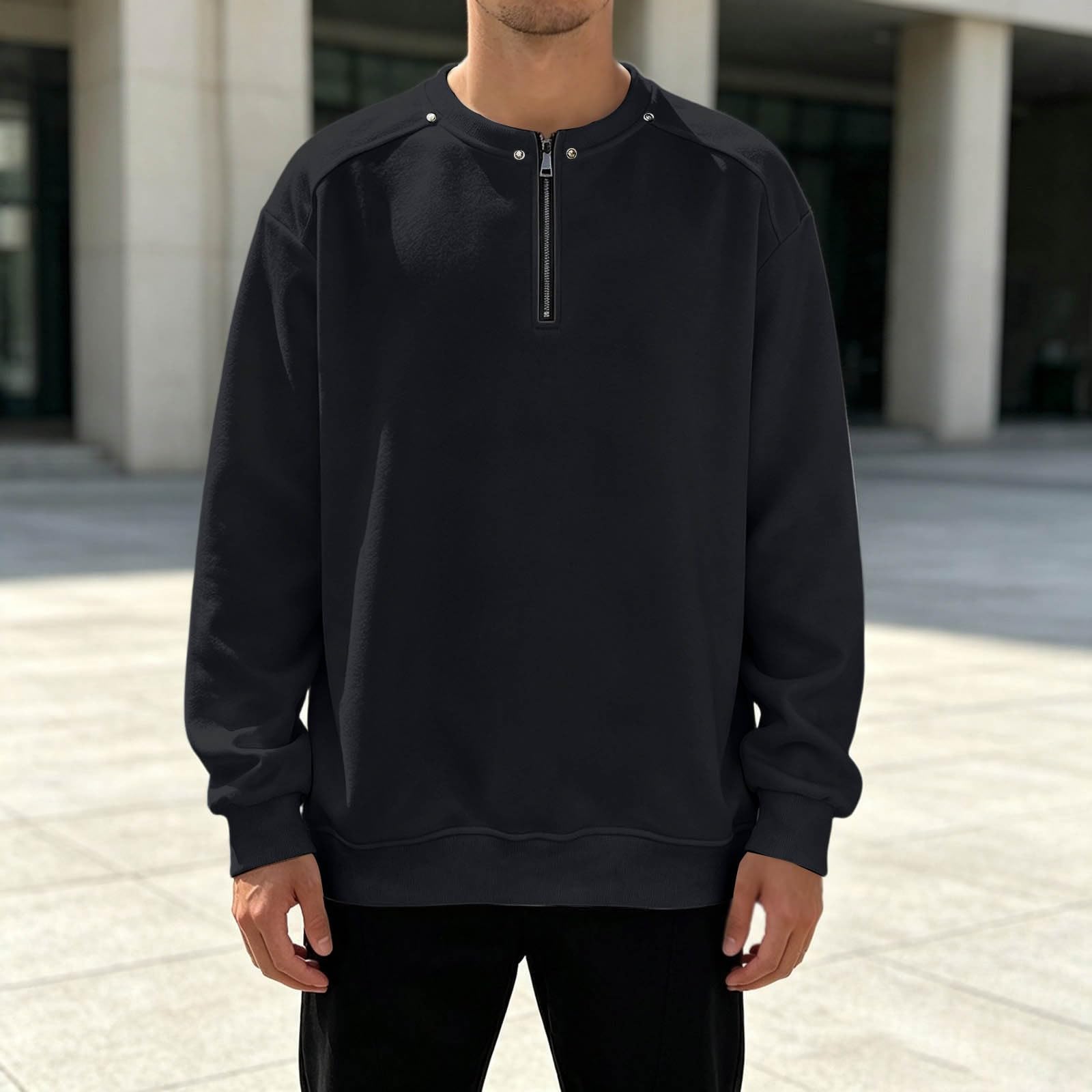 Sudadera de Hombre de Tejido Grueso con Media Cremallera, Jersey de Forro p