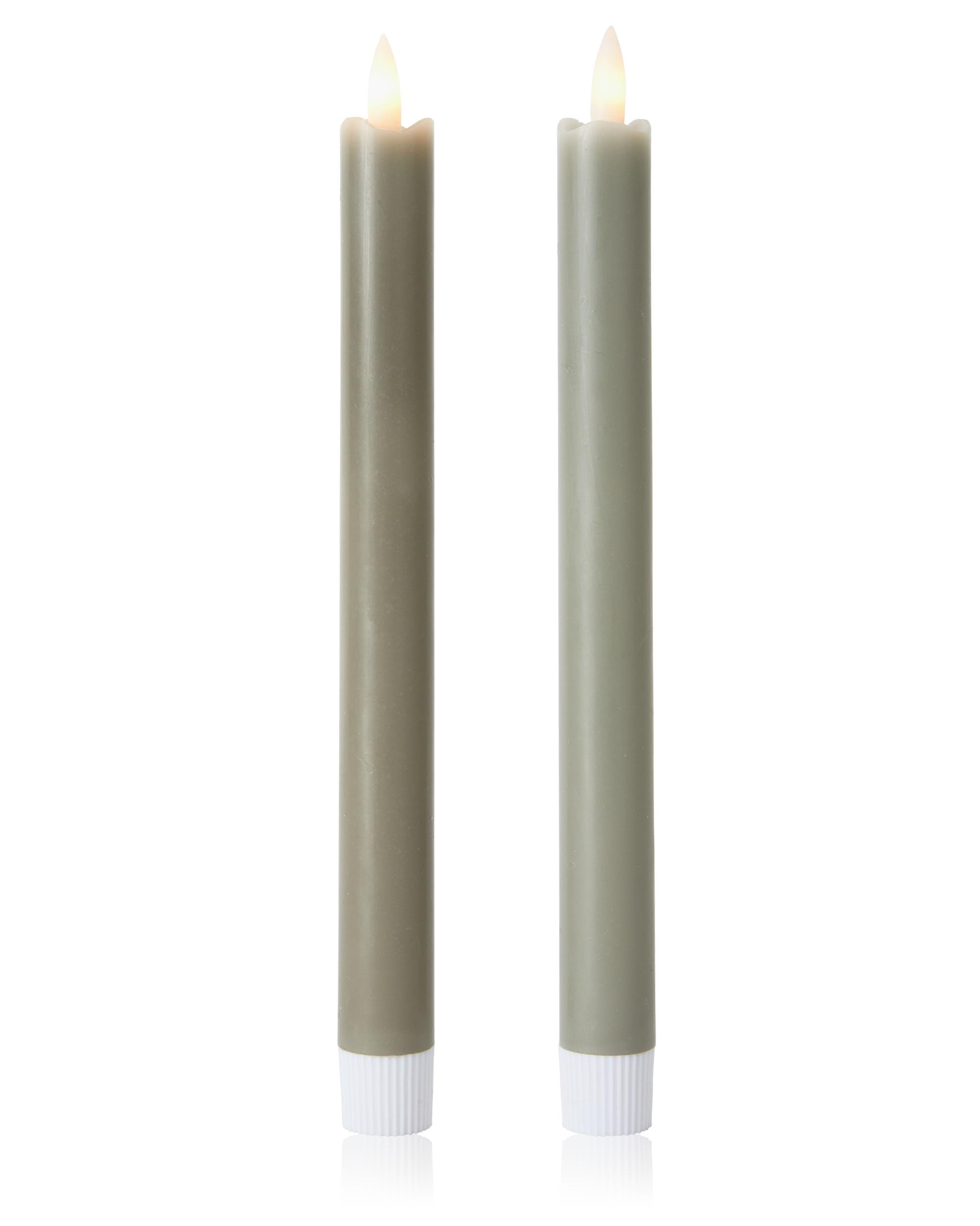 Curator Home Set of 2 Wax LED Taper Candles – 22cm Flameless Dinner Candles – Real Wax, Warm White LED Wick, Battery Operated – Elegant Table Centrepiece & Wedding Candle (Dove Grey)