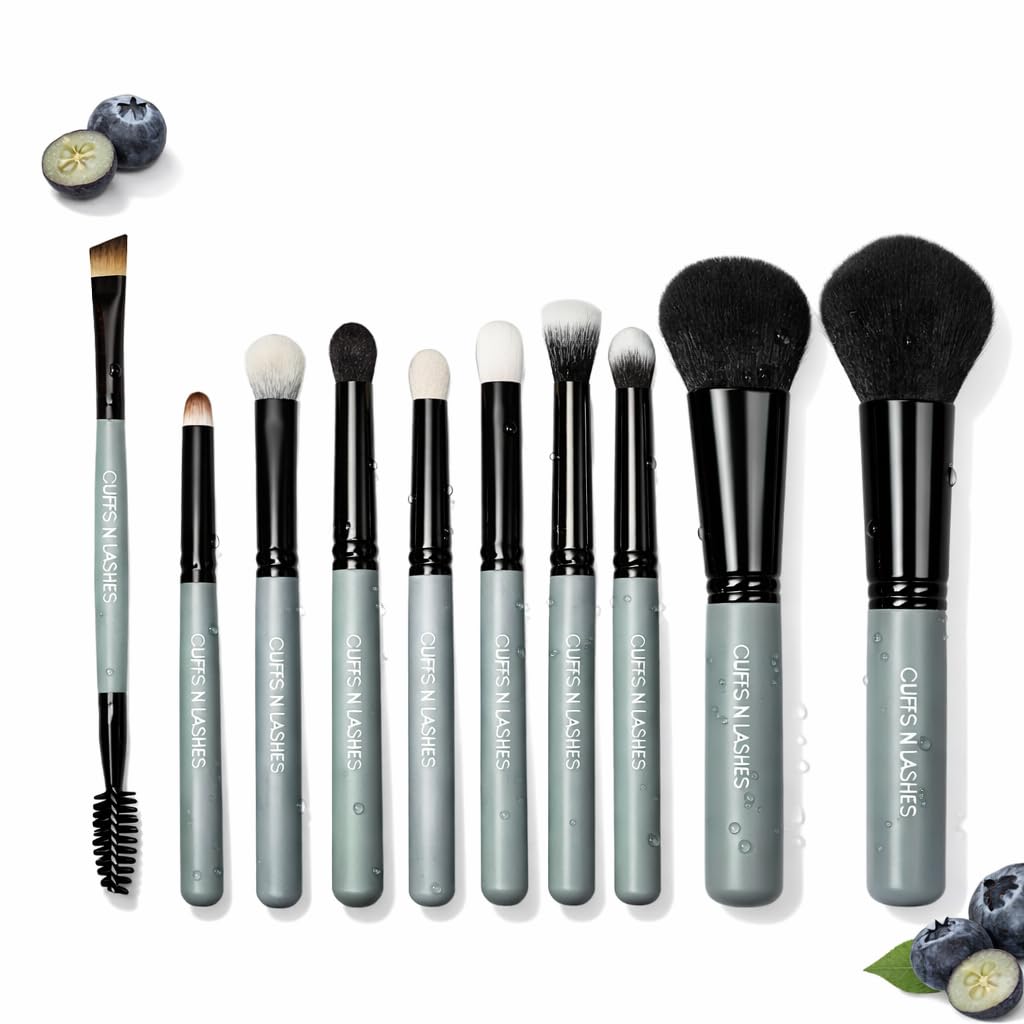 Cuffs N Lashes Makeup Brush Set of 10 Travel Size – Compact Professional Face &Eye Brushes | Soft Bristles | Handmade in India | Cruelty-Free &Vegan Friendly-image-24