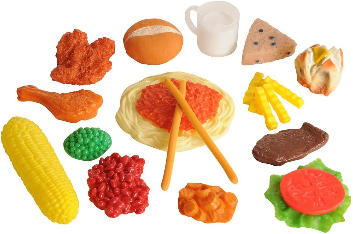 Kaplan Early Learning Life-Size Pretend Play Dinner Meal Set - 24 Piece Play Food for Kids, Promote Healthy Eating & Nutrition, Ideal for Pretend Play Kitchens, Toddlers, Ages 2+