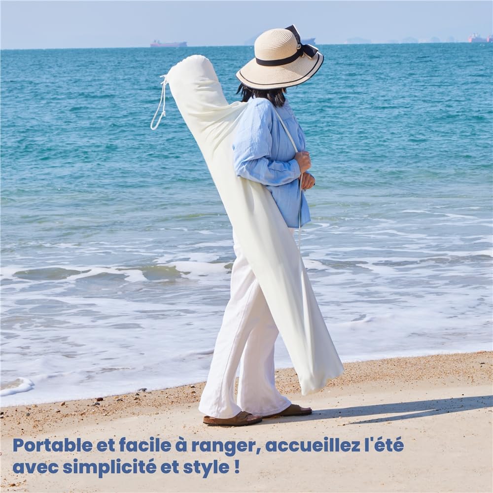 Yaheetech Parasol de Jardin d'extérieur avec Franges, 236/275cm, Parasol Inclinable, Anti-UV/l'eau, avec Canopée Réglable, Manivelle, 8 Baleines, Housse