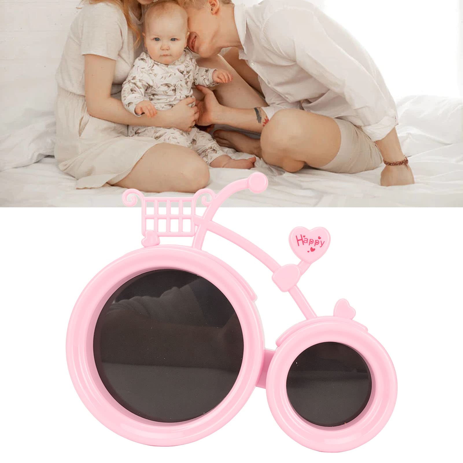 Restokki Adorable Baby Photo Frame - Double Bicycle Shaped Baby Picture Frame for Beautiful Tabletop Display in Pink