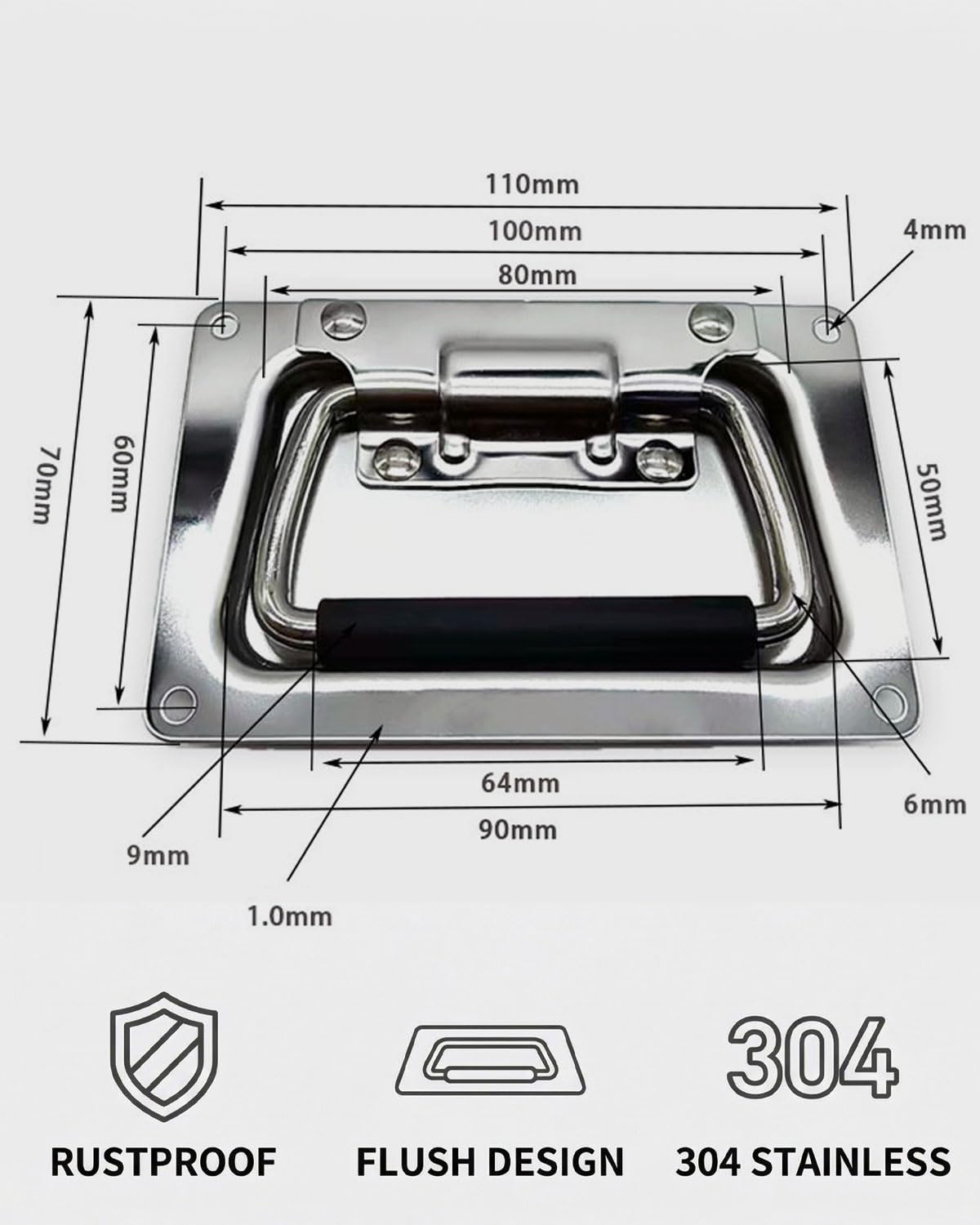1Pcs Maniglia Boccaporto,Maniglie Marine Maniglia Nascosta Acciaio Inox Maniglia di Tiro Maniglia Sollevamento,Maniglia Multiuso,per Boccaporto Marinaio Armadietto Yacht