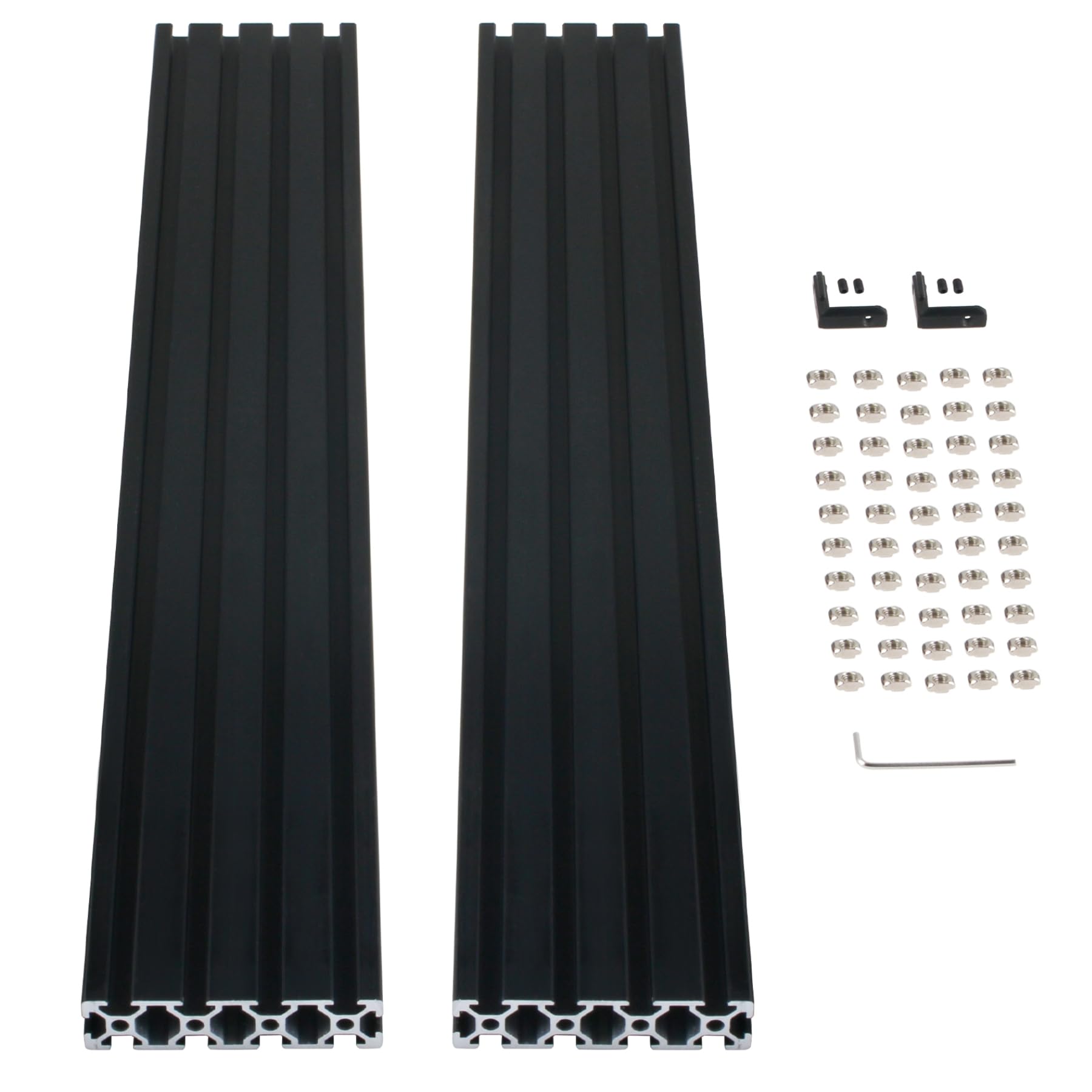 Aluprofil 2080 T Typ Schwarz 1500mm Aluminiumprofil Extrusions Europäischer Standard Eloxierte Linearschiene 20x80 Alu Profil mit L-Winkelverbinder & T-Mutter für 3D-Drucker, CNC