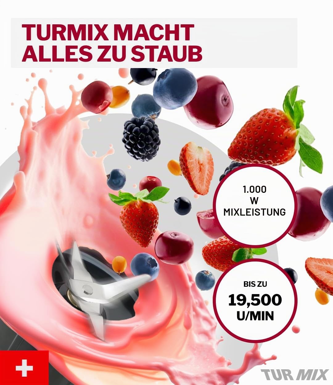 Turmix Standmixer hochleistungsmixer CX 750 – 1000 W, 6-flügliges Edelstahlmesser, Smoothie Maker & Mixer Glas 1,5 L, To-Go-Becher, stufenlos & Pulsfunktion, für Smoothies, Eis & Säfte