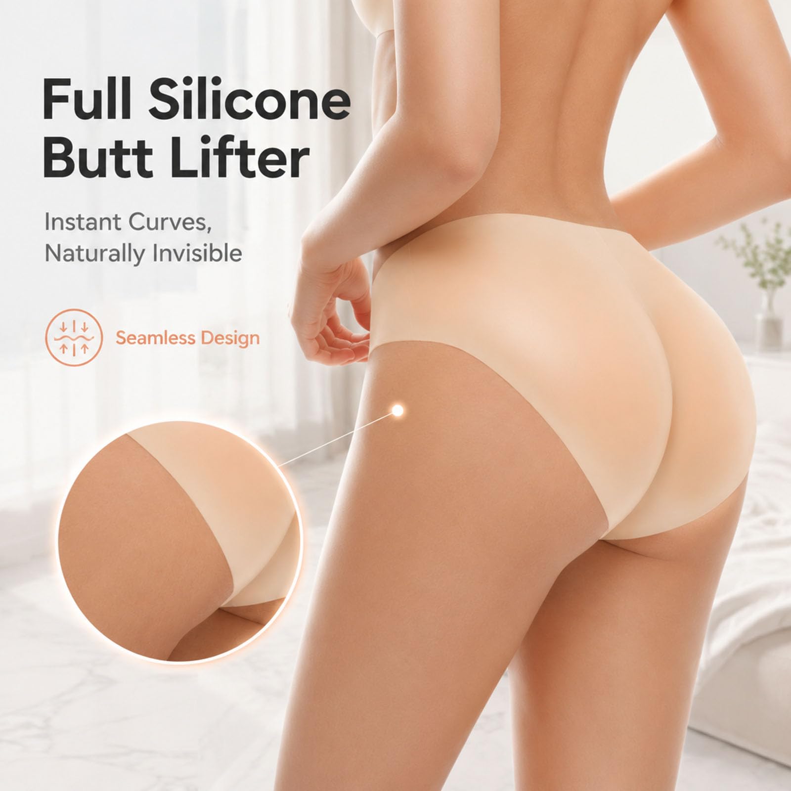 Faja Moldeadora de Silicona para realzar los glúteos para Mujer, Shorts con Almohadillas para glúteos, Ropa Interior Invisible sin Costuras para realzar Las Caderas | ropa interior invisible sin costuras para realzar las caderas