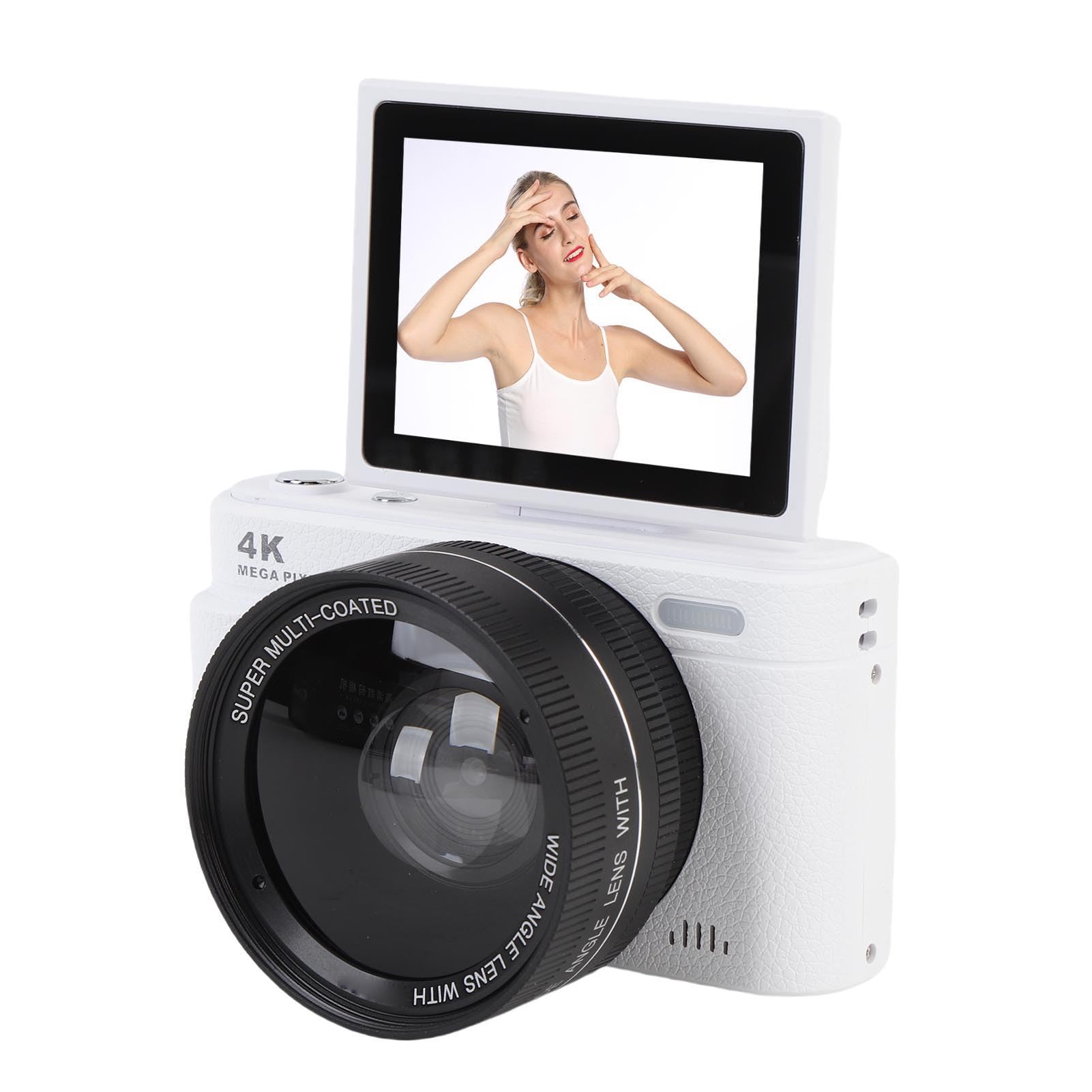 SENECESLI Fotocamera Digitale 4K per Fotografia Autofocus, Fotocamera da Vlogging da 64 MP per YouTube, Telecamere da Viaggio Compatta a Schermo di Lancio per Adolescenti