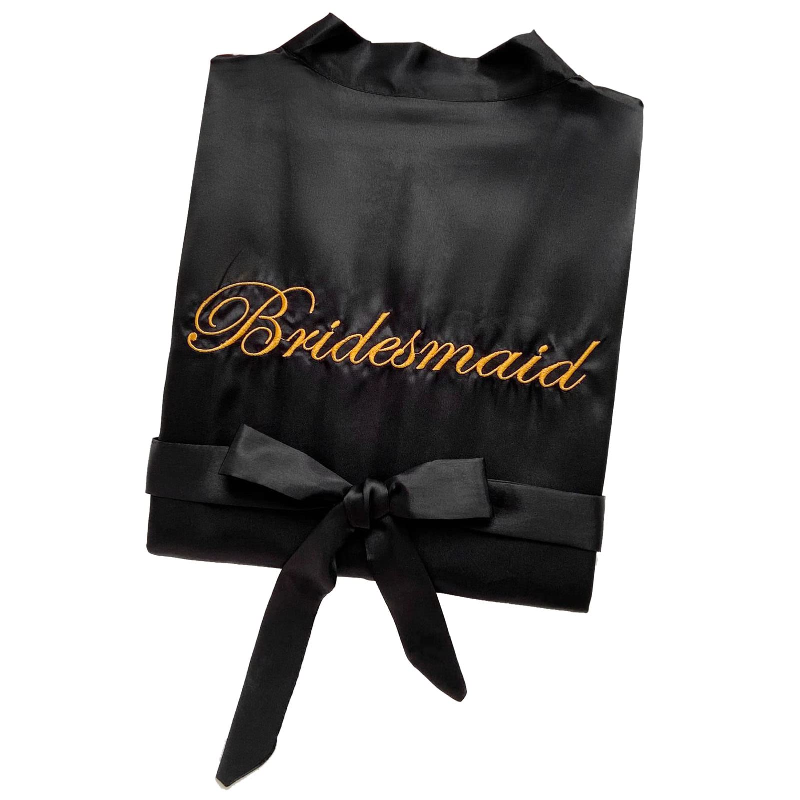 SimidunEUR Bride & Bridesmaid Robes, Women's Kimono Satin Bridal Morning Robes with Embroidery, Black