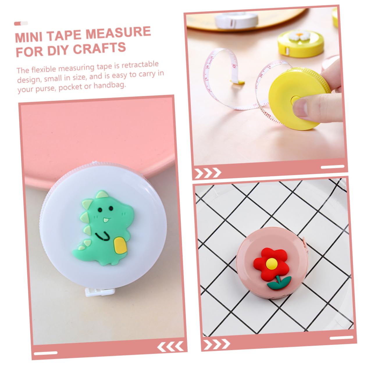 DOITOOL Mini Tape Measure Cartoon Flexible Y Compacto Para Costura Manualidades Y Medidas Corporales Retráctil Y Práctico 8 Piezas X 5