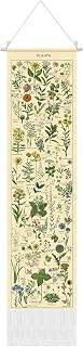 Tegeme Vintage Plants Tapestry 52x13 Inch Vertical Wall Hanging Botanical Tassel Decor for Bedroom Living Room