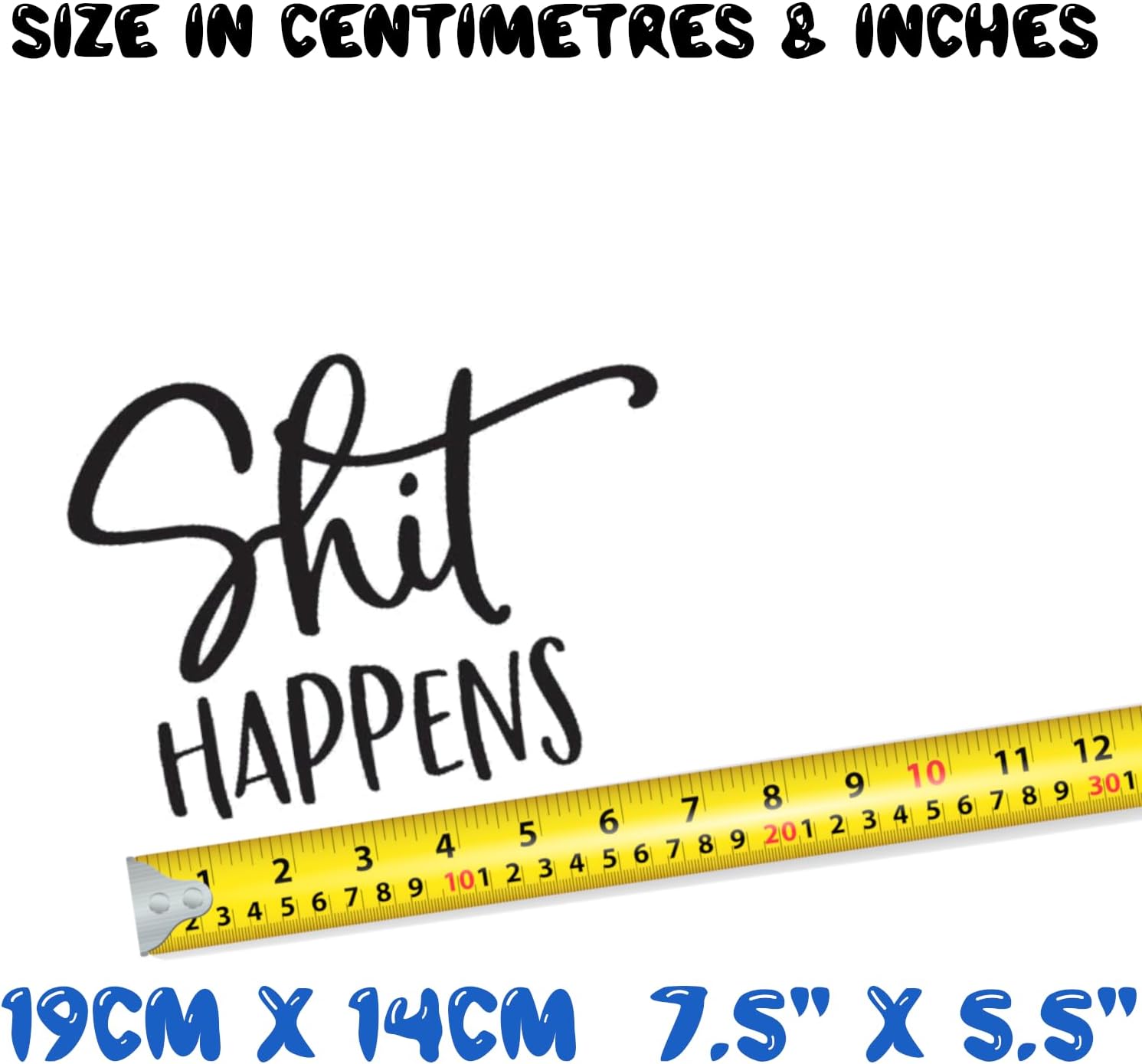 Sh*t Happens Bathroom Décor, Funny Toilet Sticker, Car Bumper Sticker, Toilet Lid Decal, Wall Art (19cm x 14cm, Black)