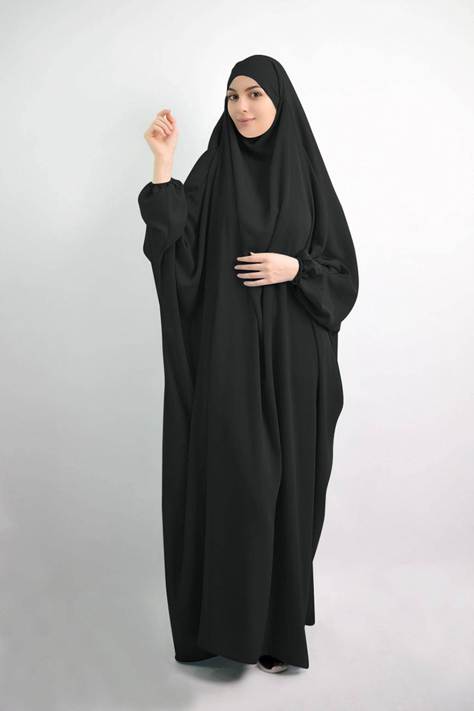 N\CNC Ramadan One Piece Prayer Dress Gil Babu Turban Dress Robe Hooded Robe Headgear Long Modest Islamic Dubai Clothes