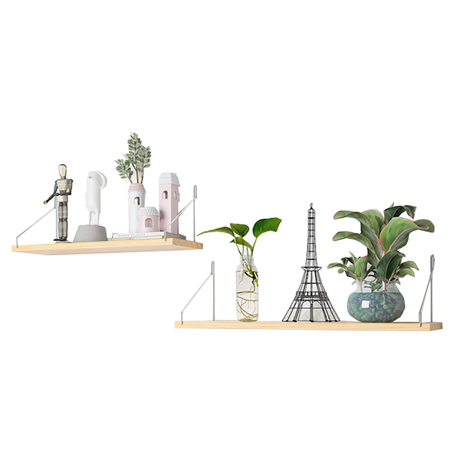 Étagère flottante murale bois pour résoudre le manque de place, lot de 2 tablettes robustes