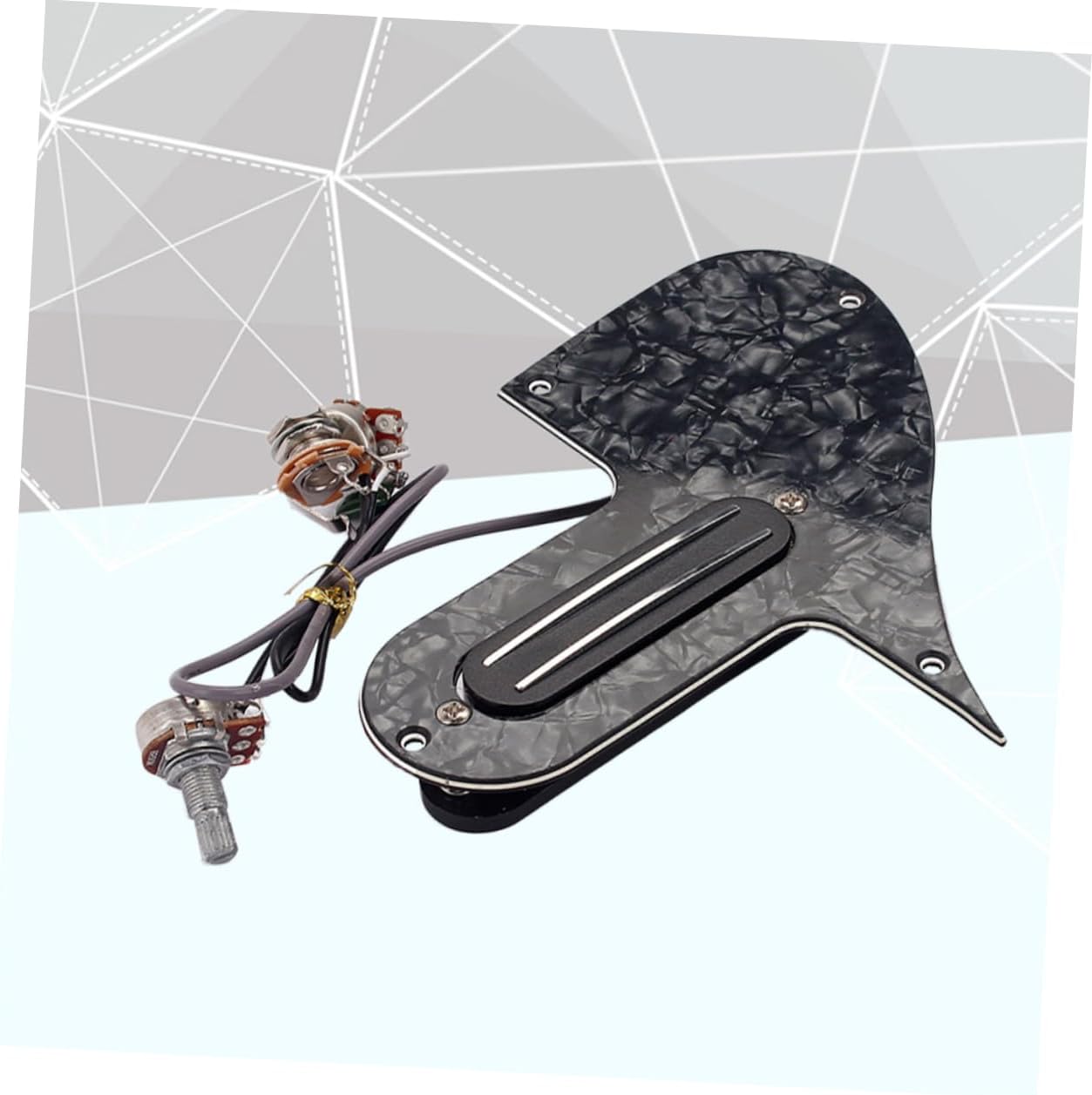 Abaodam Ply Loaded Pickguard Scratch Plate for Mandolin Black Volume and Tone Knobs High-output Single Coil Pickups Easy Installation