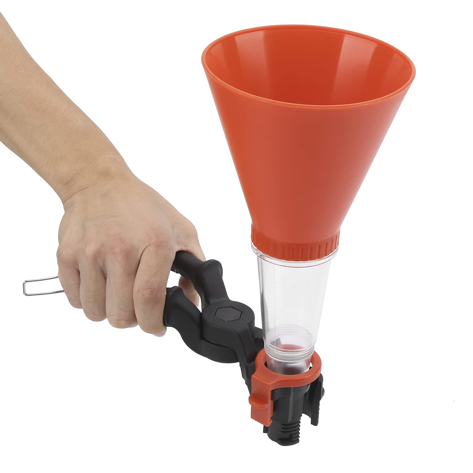 Akozon Universa - Kit imbuto olio in ABS, con morsetto e imbuto olio, regolabile, tutto in uno (arancione)
