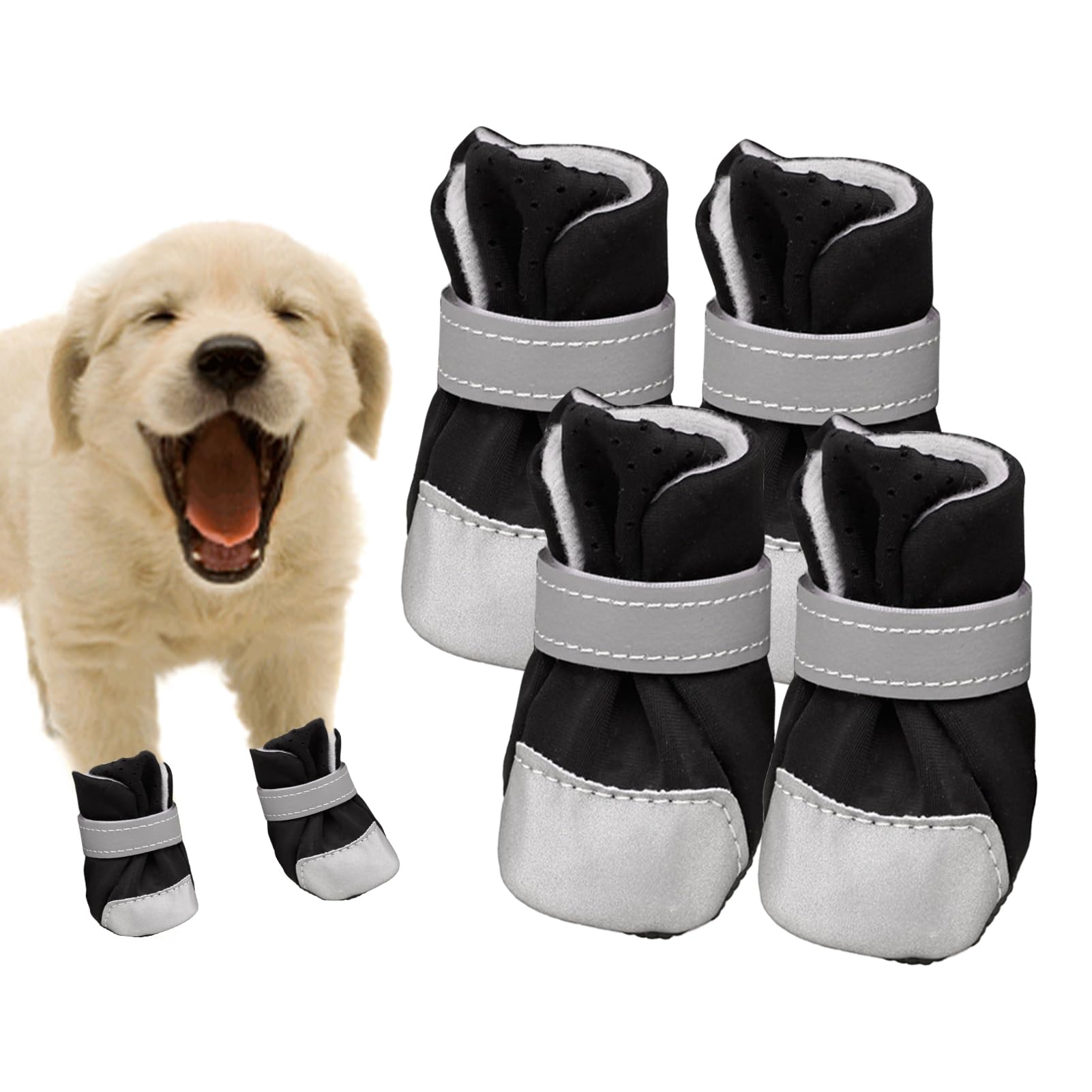 2 Paires Bottines Antidérapantes Pour Petit Chien – Taille 4-5, Semelle Accrocheuse, Laine D'agneau – Protection Neige, Froid, Abrasions - 3