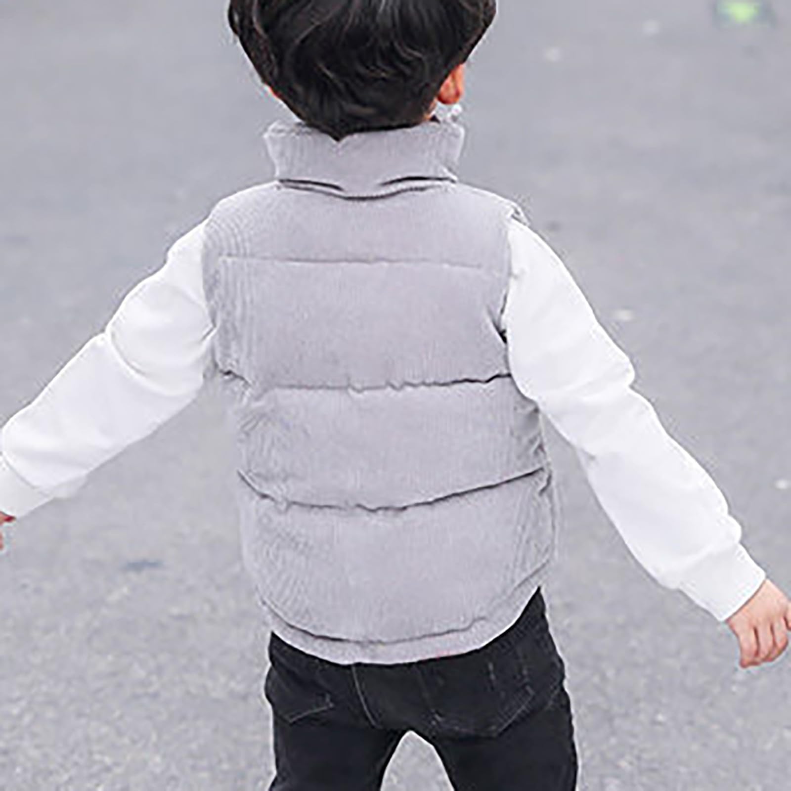 Bébé garçon fille col sans manches doudoune automne hiver uni boutonné veste d'hiver enfant garçon, gris, 18-24 mois
