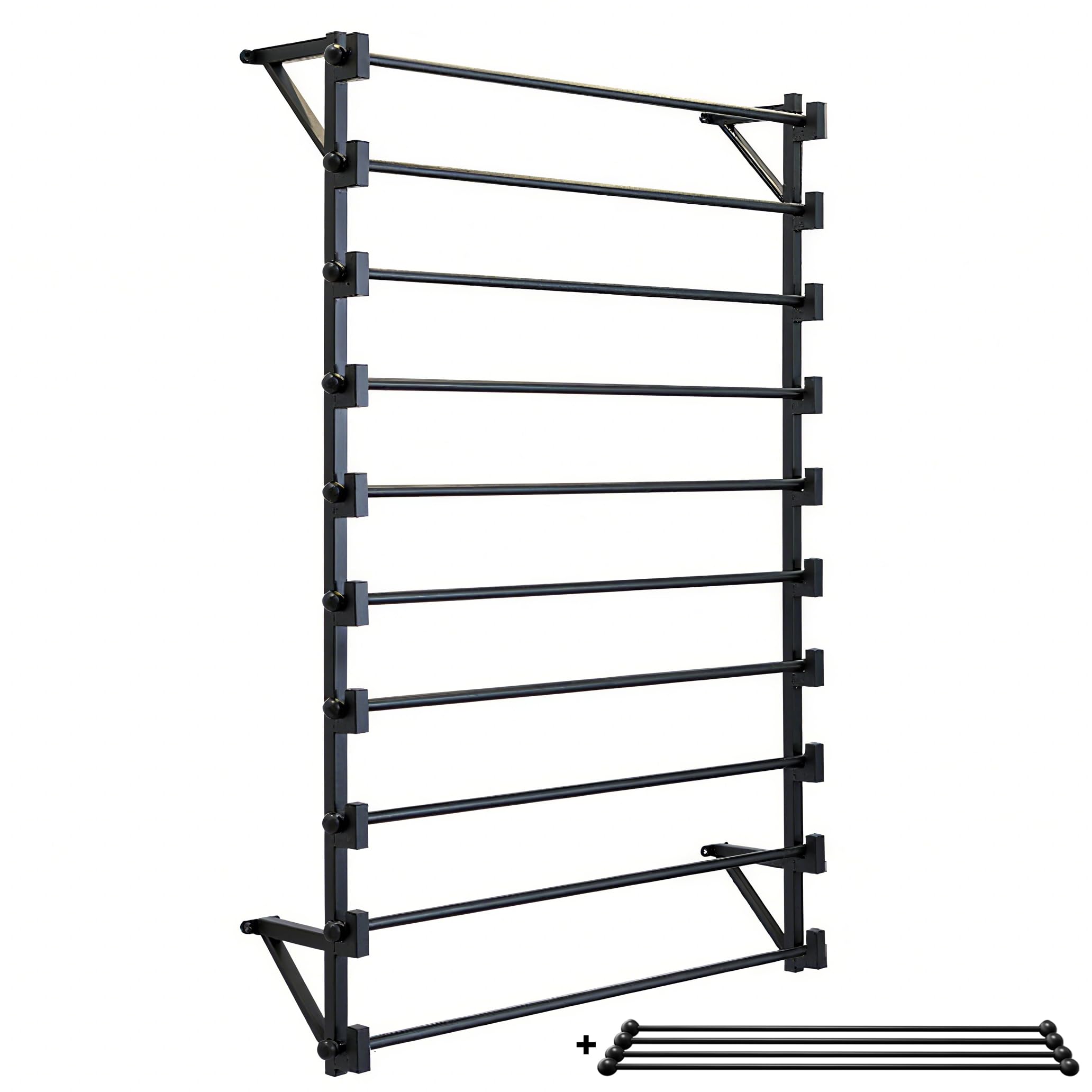 Wall Mounted Display Rack, 10-Layer Wall Wrapping Paper Ribbon Organizer for Flower Shop, Tie Scarf Rack Belt Towel Holder Retail Stores Metal Shelving