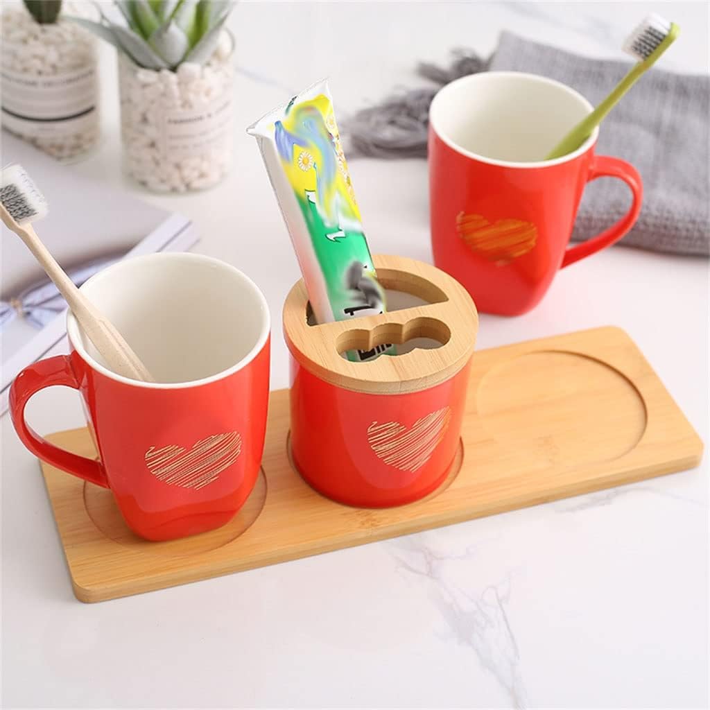 Big Red Ceramic Wedding Home Washing Cup Set Couple Toothbrush Cup Tooth Cylinder Cup Pair