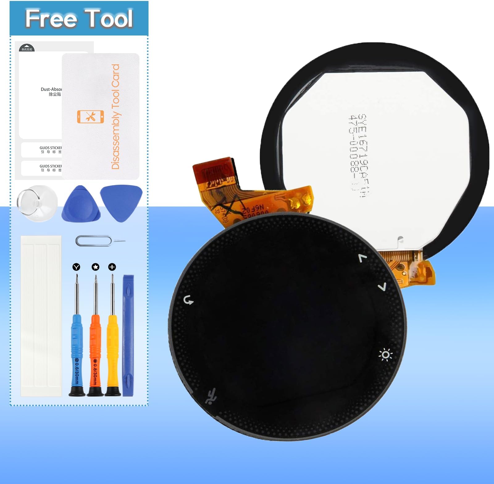 Screen Replacement for Garmin Forerunner 230 235 235J Screen Replacement LCD Display Touch Digitizer Assembly(Black)