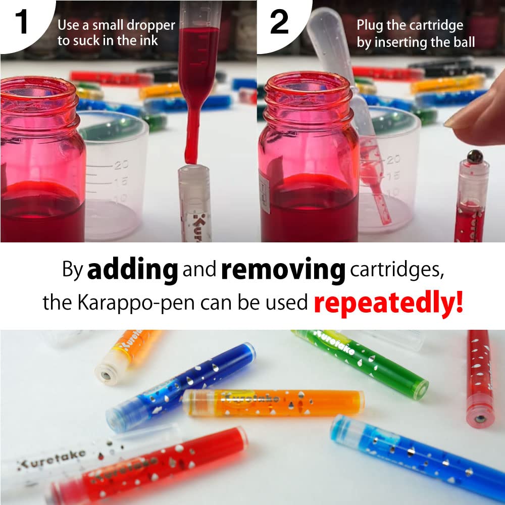 Kuretake ZIG Karappo Stylo vide à cartouche pour la fabrication de stylo original, lettrage, calligraphie, illustration, art, écriture, dessin, fabriqué au Japon (pinceau)