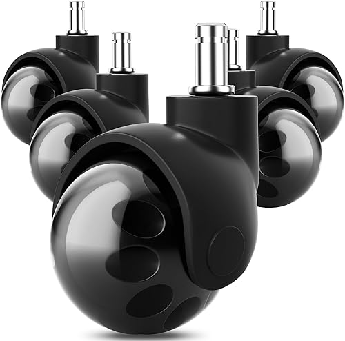 AGPTEK Ruedas giratorias para silla de oficina, ruedas de 2 pulgadas, ruedas giratorias de repuesto resistentes para alfombras de piso de madera