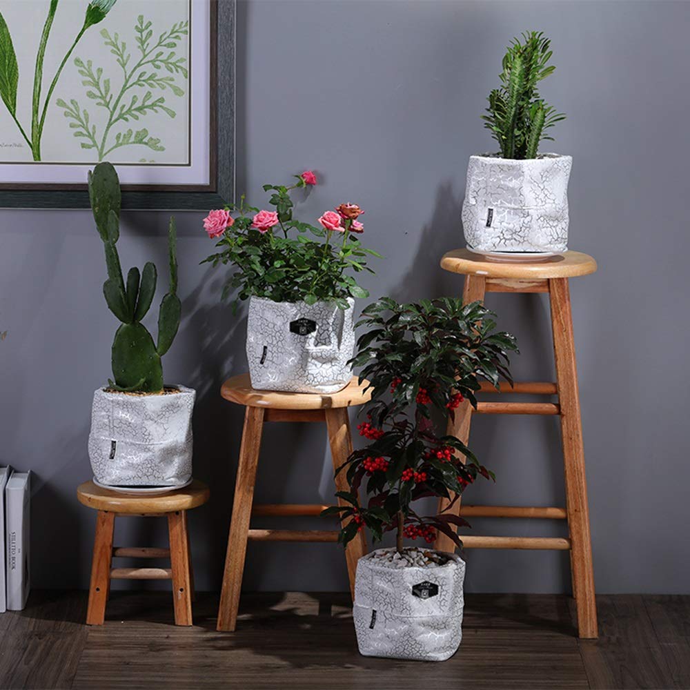 Styl prosta duża ceramiczna doniczka do sadzenia wewnątrz kaktus doniczka srebrna pęknięcie ziarna sukulent doniczka na zewnątrz kwiat ogród ceramika doniczki - 19 * 15,5 cm
