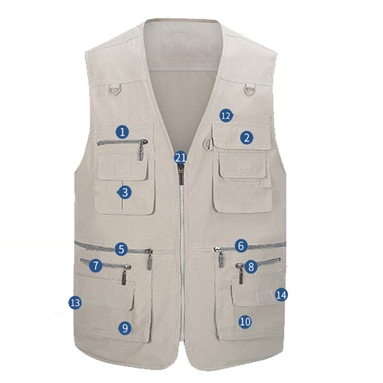 Hombre Chaleco 16 Pocket Chaleco Exterior Algodón Chaleco De Pesca Acampa Fotografía Chaquetas Sin Mangas Casual Jeans Outerwear Gilet 003-3XL