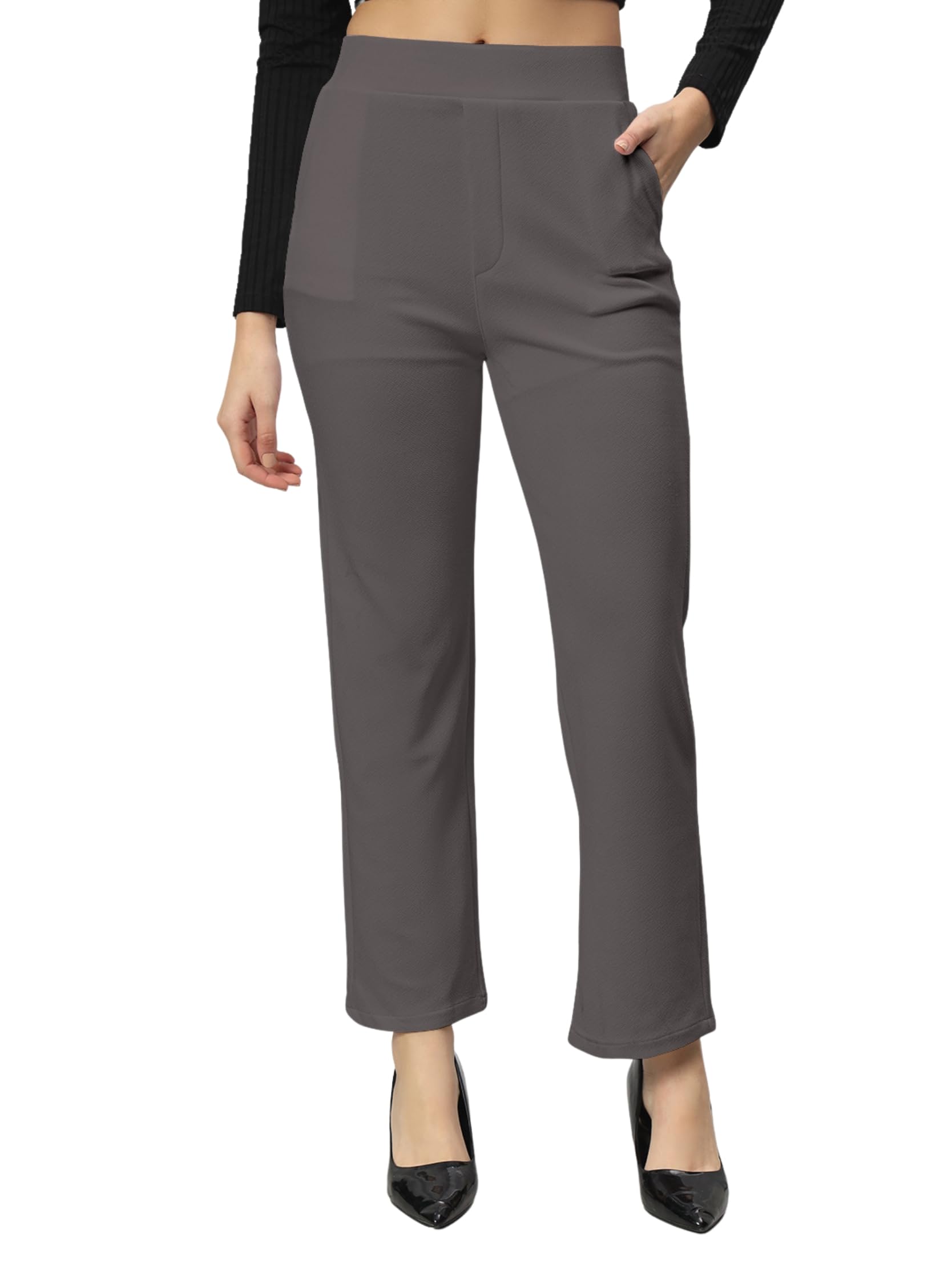 LITVAPremium Women's Formal Trousers (Flexi-Waist | Wrinkle Resistant | Desk-to-Dinner)