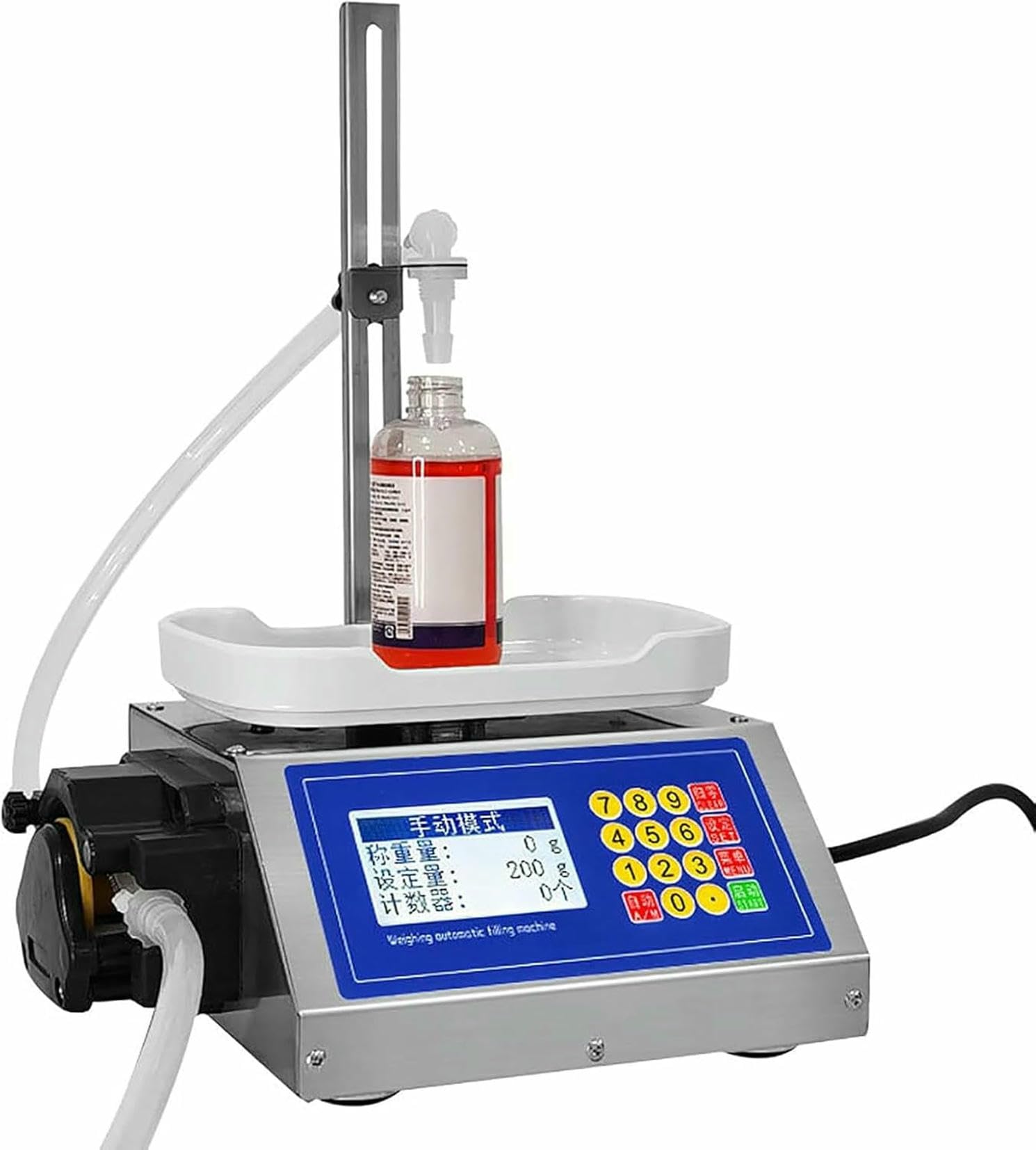 Hotapepu Liquid Filling Machine 10G-3Kg Bottle Filler Machine, Peristaltic Pump Digital Control Automatic Weighing, For Drink, Milk,Low Viscous Liquids~