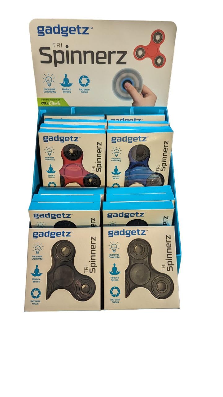 Set of (16) Gadgetz Trio Spinnerz Fidget Spinners Wholesale Display Anti-Stress