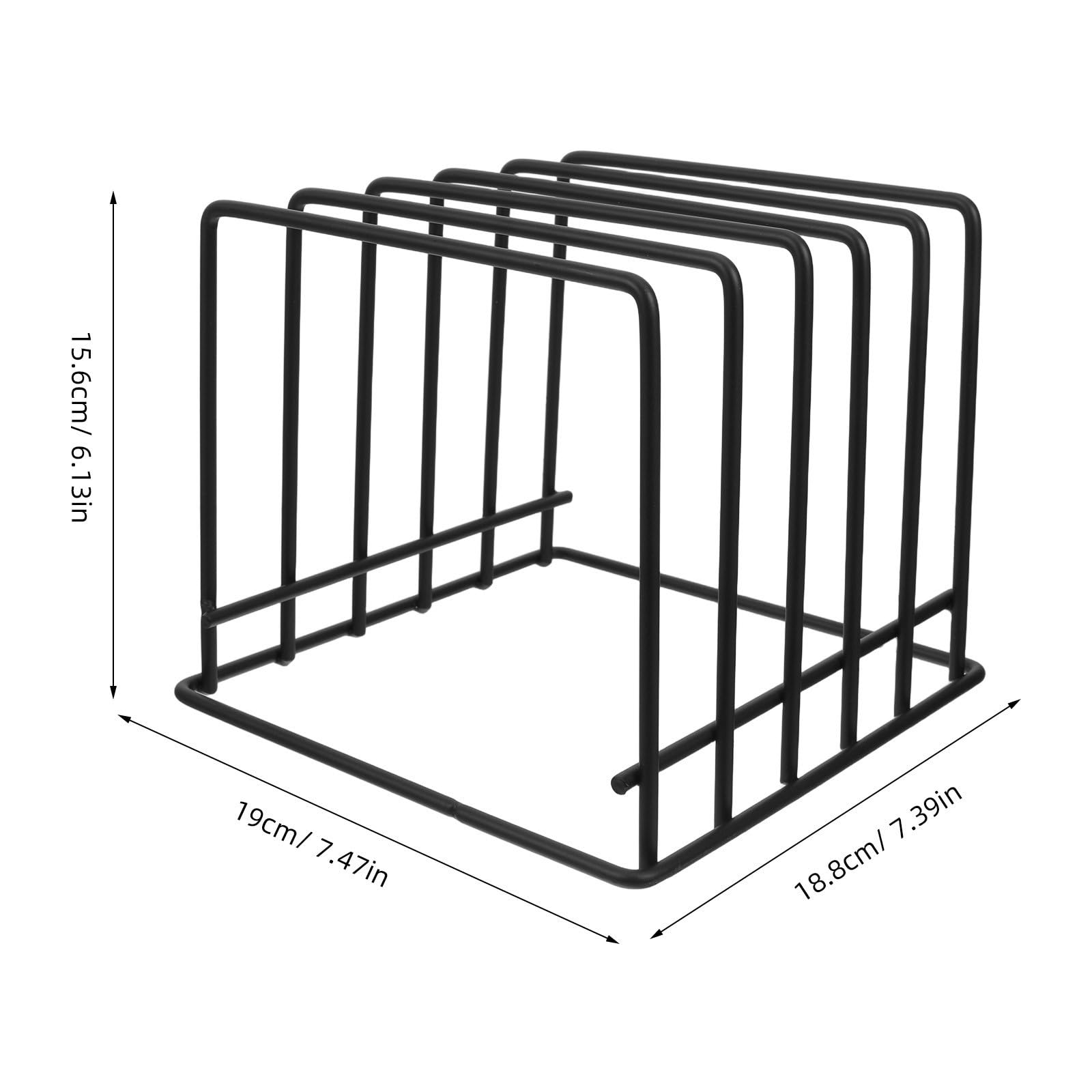 Soporte para Tabla de Cortar de Cocina Negro de Hierro con 5 Ranuras y Diseño Moderno, Organizador Versátil y Fácil de Limpiar para Sartenes y Bandejas en Armarios o Despensas,