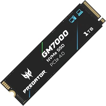 Predator M.2 SSD 1TB GM7000 with DRAM cache NVMe 1.4 2280 PCIe Gen44 Ultra high speed (maximum read: 7400MB/s, max write: 6700MB/s) 3D NAND TLC Internal SSD Compatible with PS5 Pro - BL.9BWWR.105