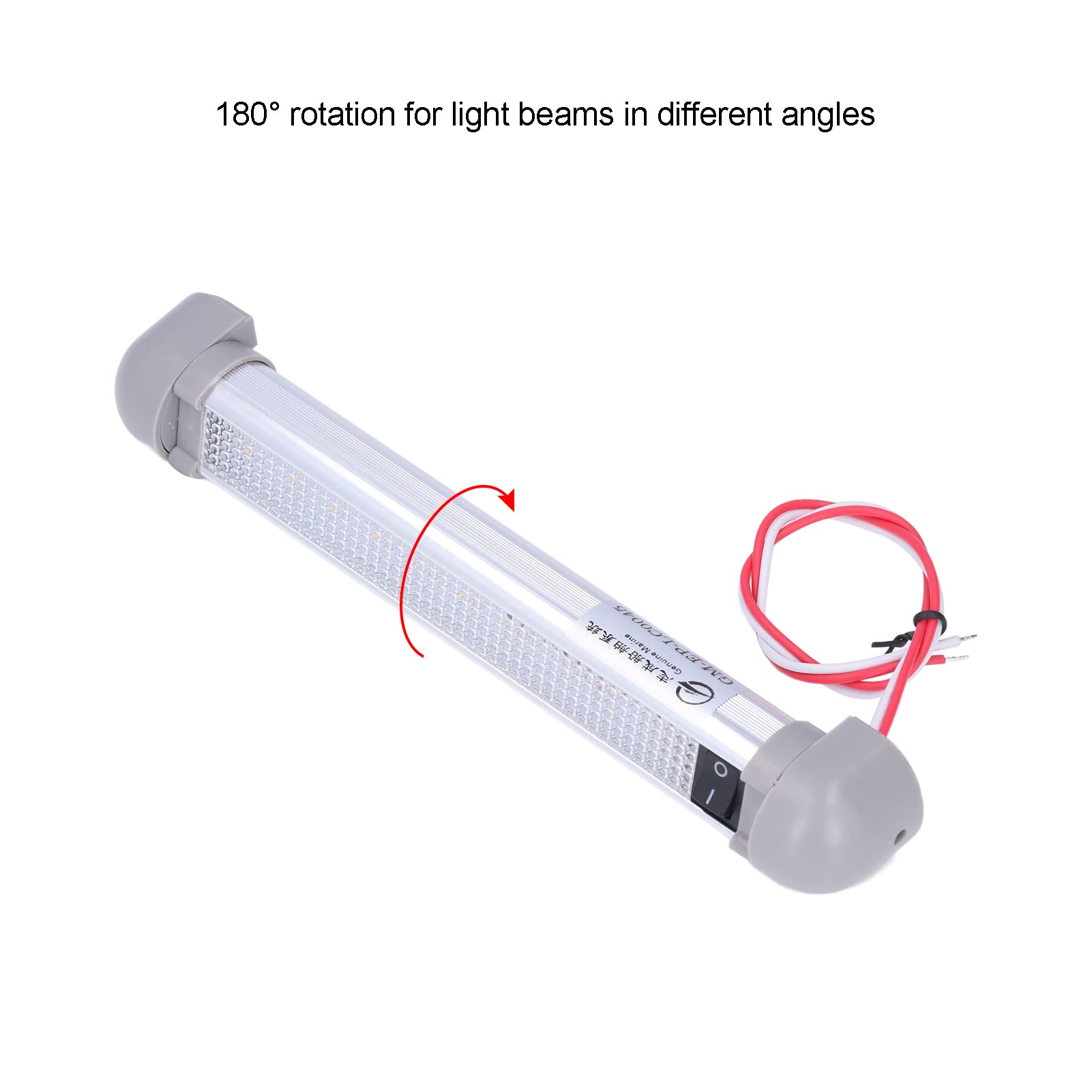 Barre D Éclairage LED Pour Auvent 8 Pouces 720LM IP66 Rotation À 180° Interrupteur Intégré Éclairage Extérieur Idéal Pour Camping Car Bateau Garage Et Entrée