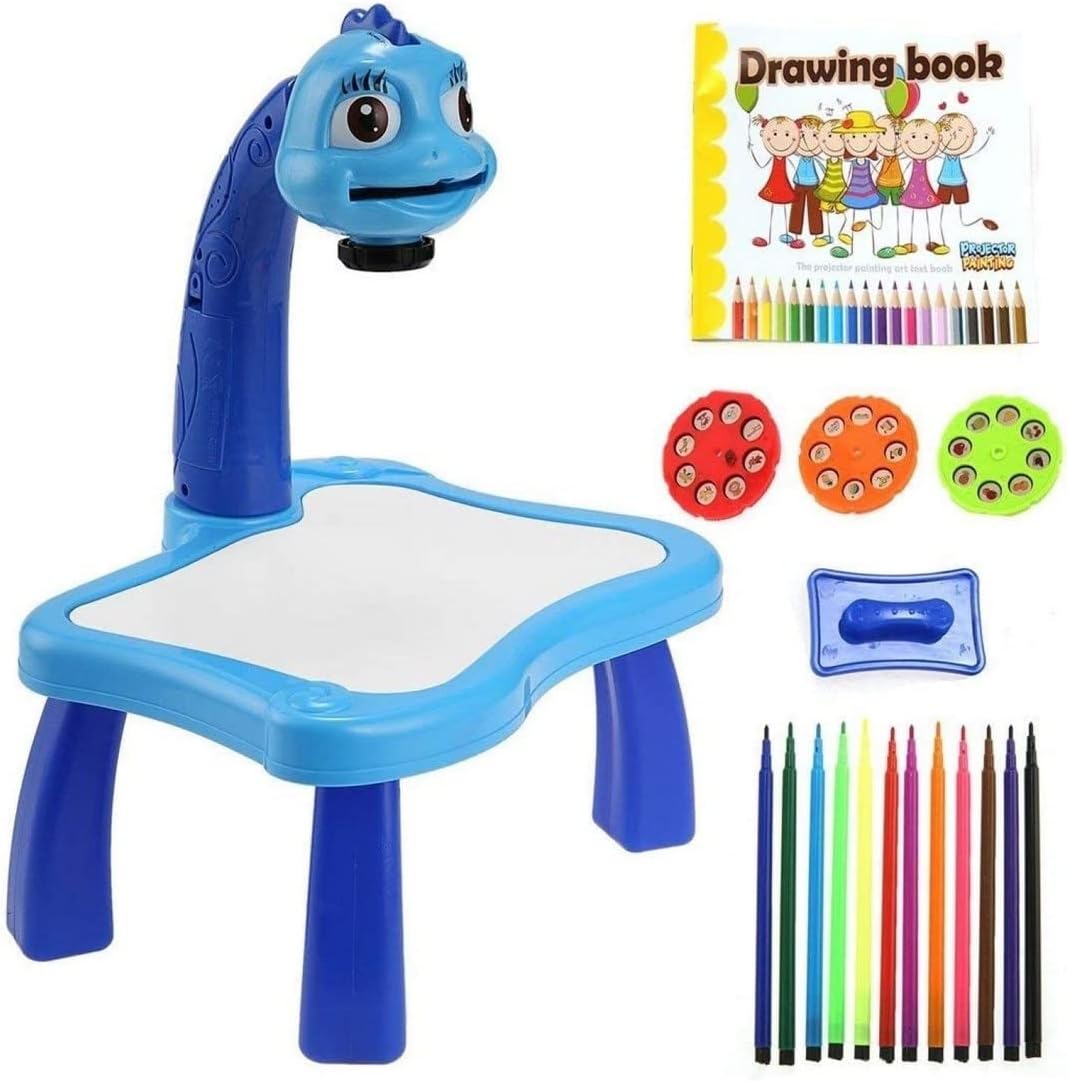 Drawing Projector Painting Desk Table with 3 Patterns -12 Colorful Water Pens with Table Lamp for Better Creativity and Education for Kids