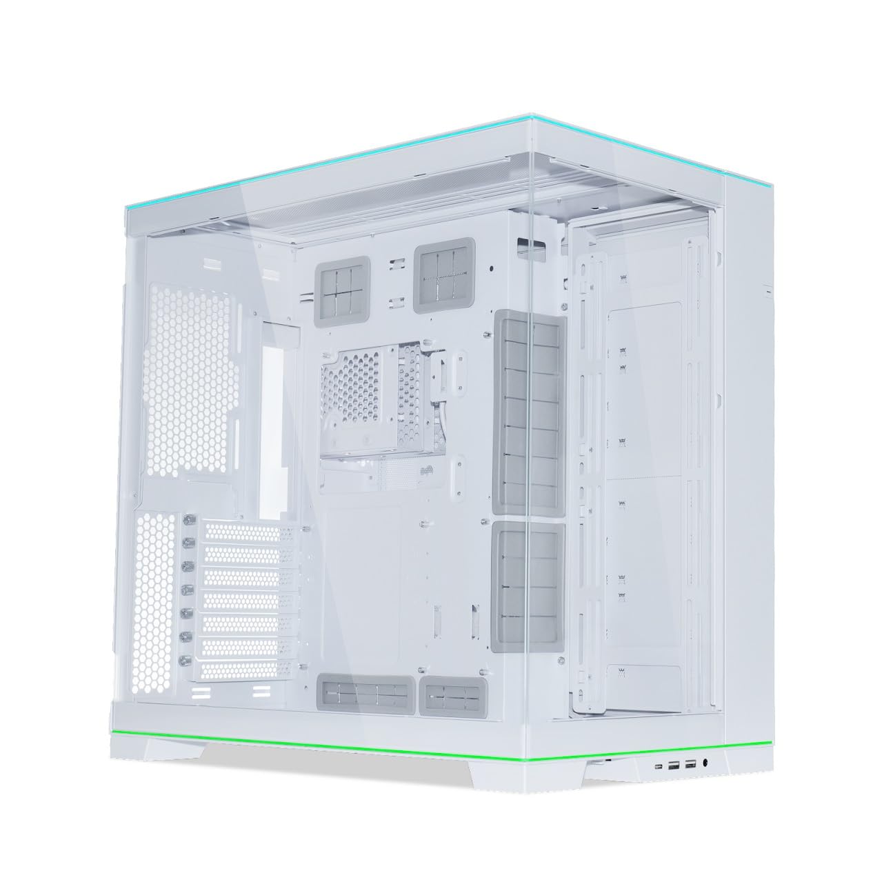 Lian LiO11D EVO RGB Mid Tower PC Case - White, Tempered Glass, Modular Design, E-ATX Support, Dual Chamber, Custom RGB Lighting