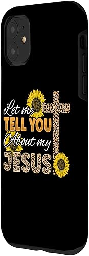 Miniatura 11 de Funda cristiana para iPhone 11 Pro Max Let Me Tell You About My Jesus Leopard Sunflower
