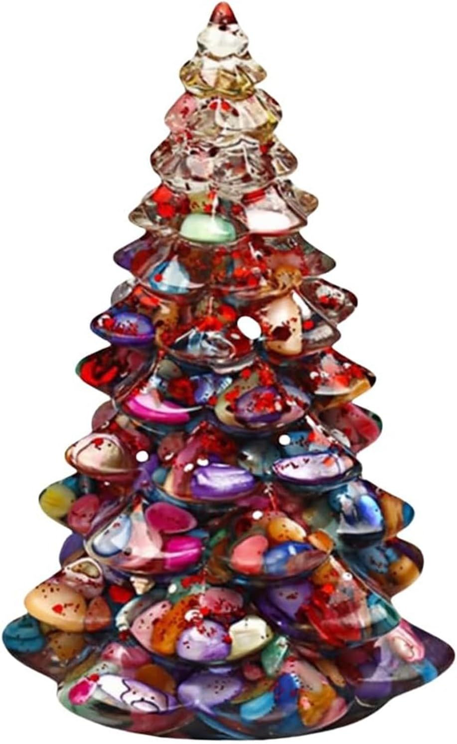 Crystal Christmas Tree Figurine,Handmade Resin Christmas Tree,Mini Christmas Tree Christmas Decoration Desktop Ornaments