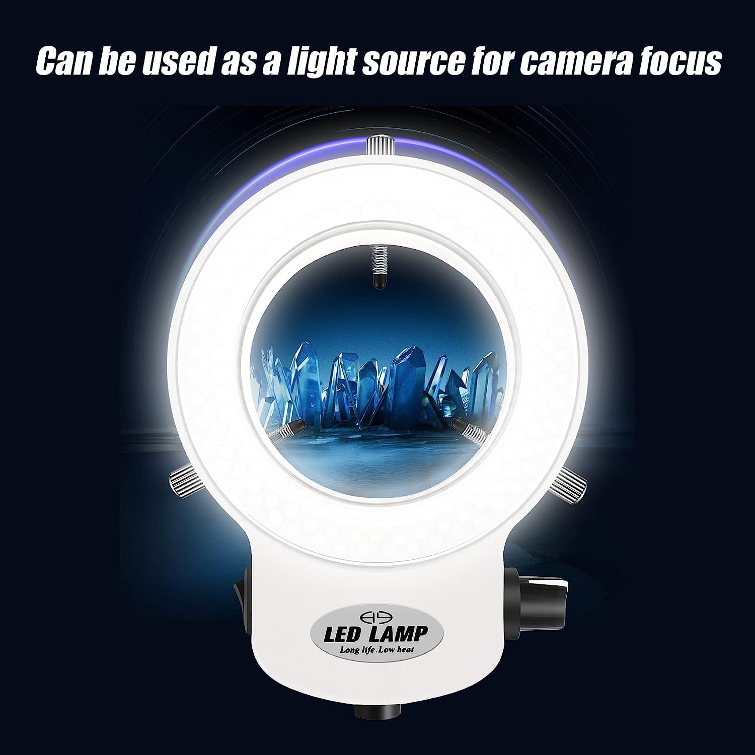 144 LED Lampe de Microscope, Anneau de Lampe pour miniscope Stéréo, Lumière 6000K 0-100% reglable, Annulaire Illuminateur de Source de Lampe pour Microscope Stéréo de Laboratoire, Blanc