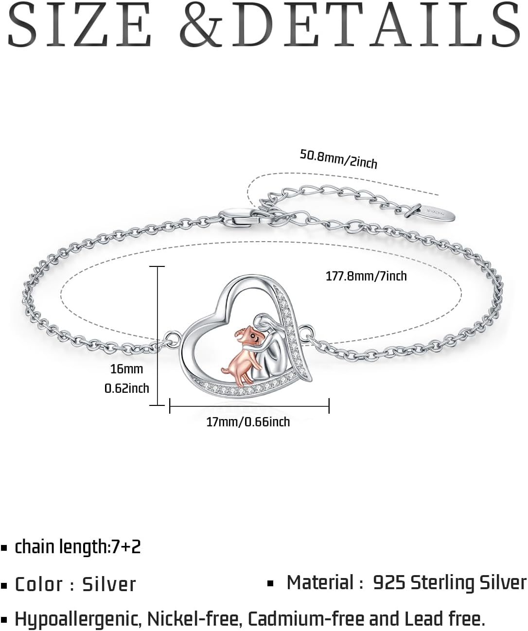 Goat Bracelet for Women 925 Sterling Sliver Heart Animals Bracelet Anklet Goat Jewelry Goat Lovers Gifts for Women Girlfriend Mom - Image 4