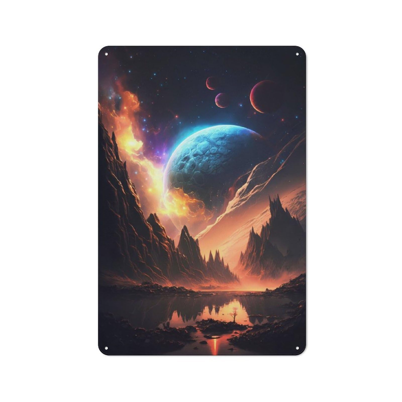 Junmoney Planetary Vistas Landscape Vintage Tin Sign 30X20cm With For Guest Room Or Hallway, Suited To Wall Displays In Guest Rooms And Hallways