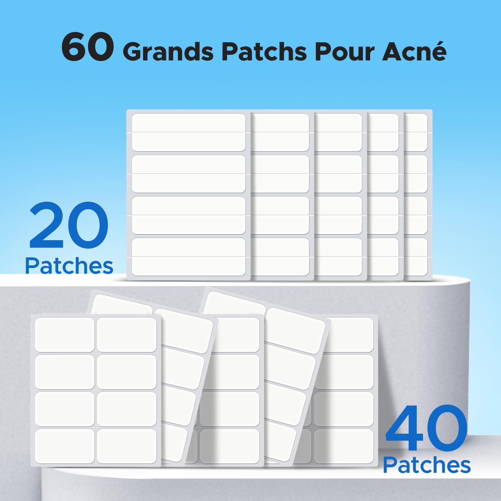 LitBear Patchs Hydrocolloïdes pour Boutons (5 Tailles 156 Patchs) - Visage, Menton, Dos, Corps