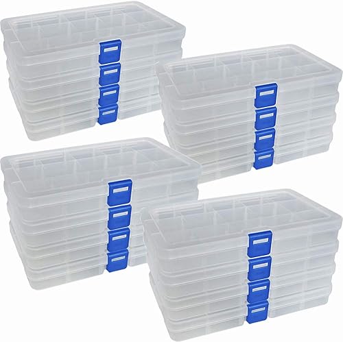 DUOFIRE Recipiente organizador de plástico separador almacenador ajustable compartimento modular con tapa para joyas abalorios aretes herramientas,