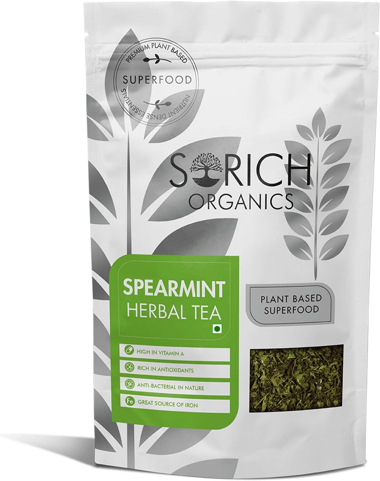 Sorich Organics Spearmint Herbal Tea for PCOS Unwanted Hair - 50 Gm - Helps in Hormonal Imbalance & Memory | Organic Spearmint Leaves | Antioxidants Rich | Refreshing Tea | Stress Relief | Pure Herb