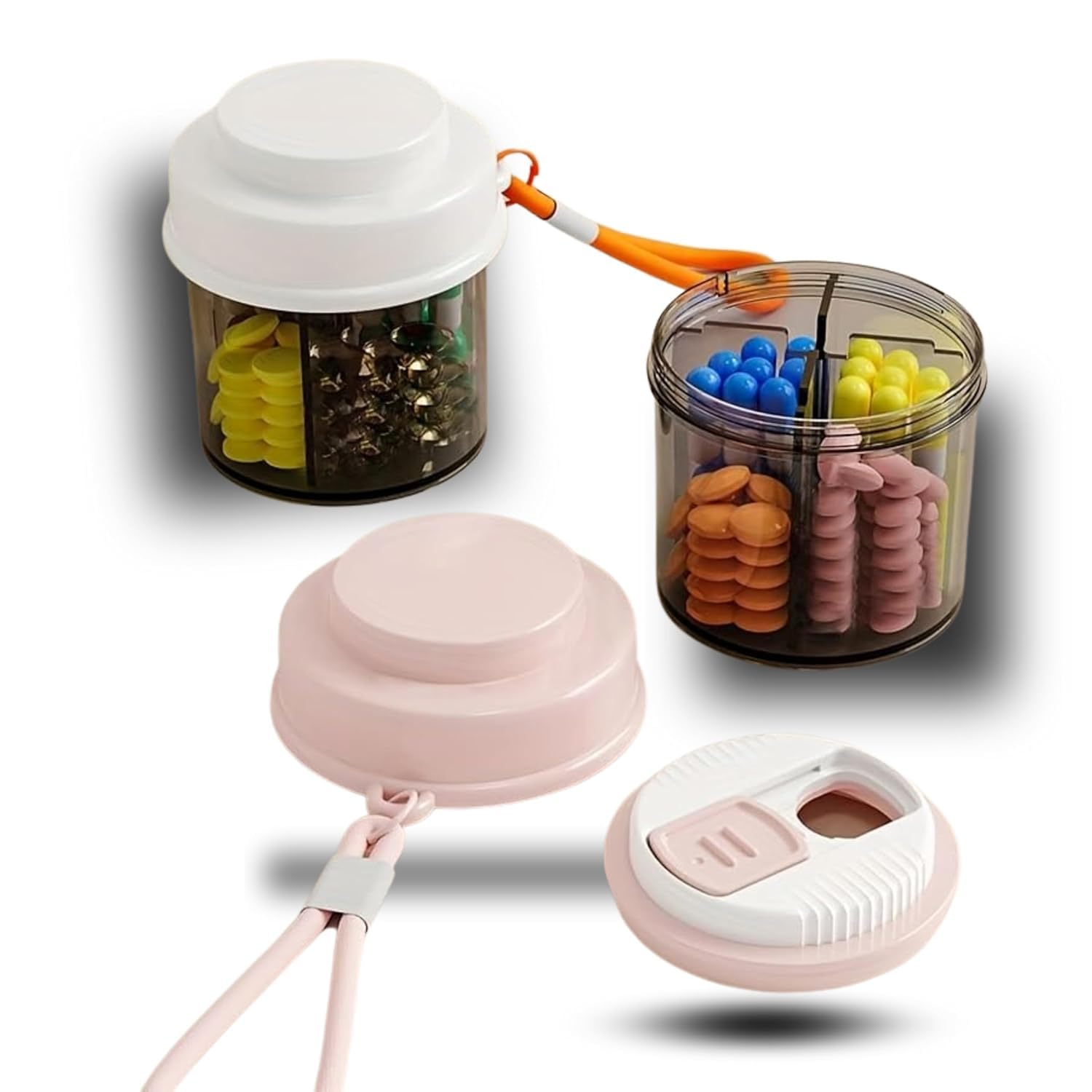 CARTZILLA Pill Medicine Organizer Storage Box with 4 Compartments - Made of Food Grade Cereal Fiber, Moisture Proof, BPA free Wheat Straw Material, Pocket, Purse, Daily Pill Case, Ideal for Travel, Portable Medicine Vitamin Holder Container ROUND 1PCS