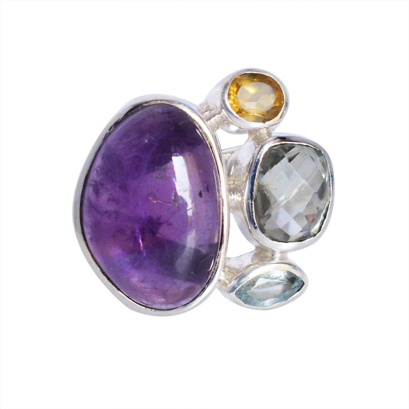 Bague citrine et améthyste argent 925 massif qui ne noircit pas